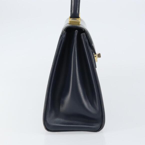 GUCCI Hand Bag Leather Navy Gold Auth 156872 - Picture 3 of 16